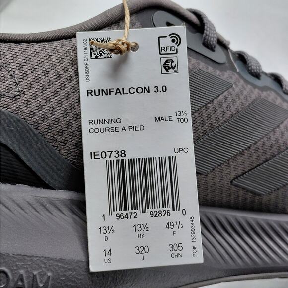 Adidas RunFalcon 3.0 Men\'s Athletic Running Shoes Size 14 Gray Sneakers Trainers main image 6
